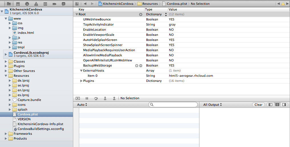 Cordova pList