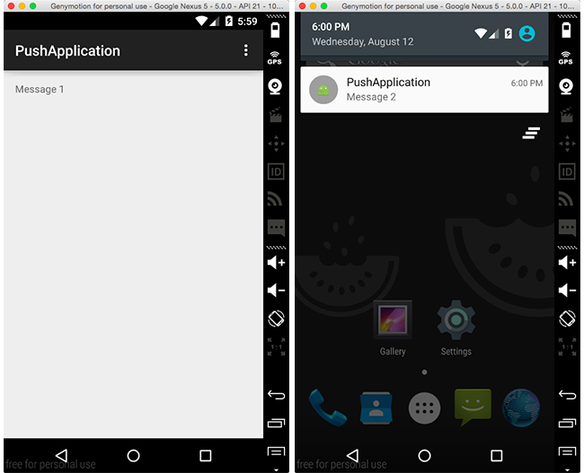 Push Application - Message received