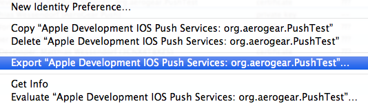 Export to .p12 format