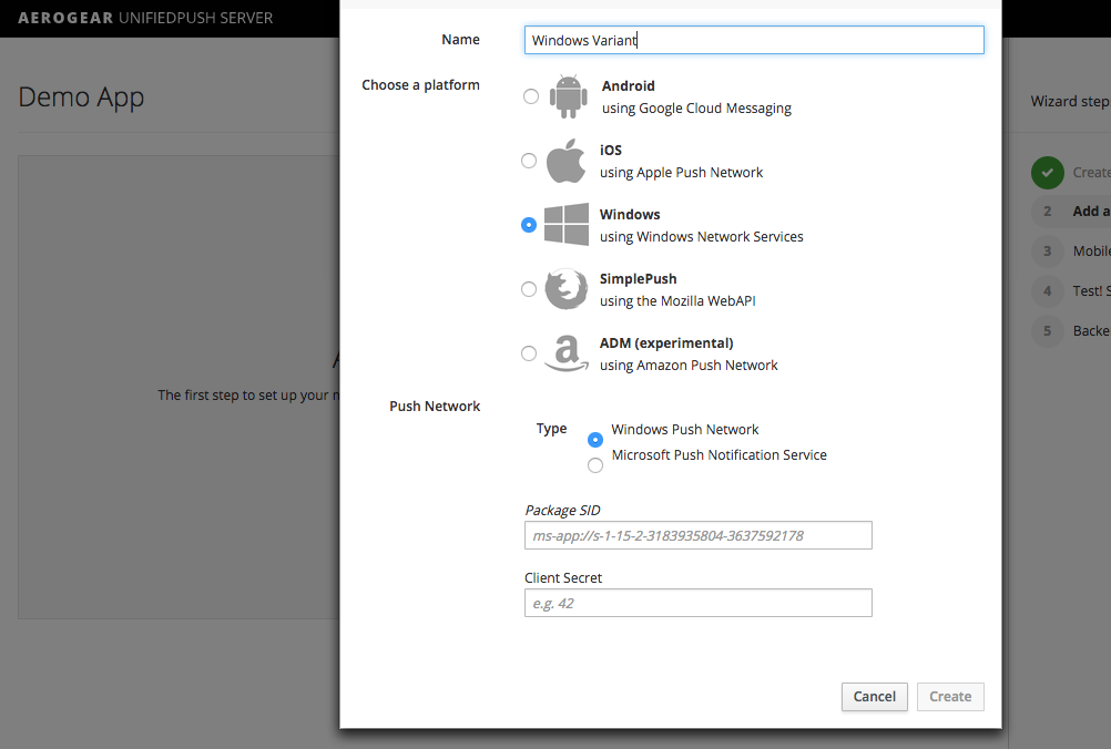 Windows Variant Options